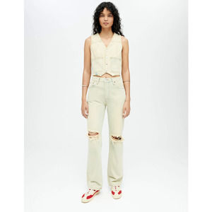 NEW! RE/DONE 90s High Rise Sz 26 Loose Natural Sedona Distress Jeans $275 I10-14
